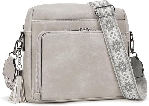 محافظ كروسودي للنساء ، أكياس متوسطة الأكياس للنساء للنساء من الجلد الناعم الكتف محفظة سفر عصرية مبنية على محفظة مع حزام رمادي قابل للتعديل in Kuwait