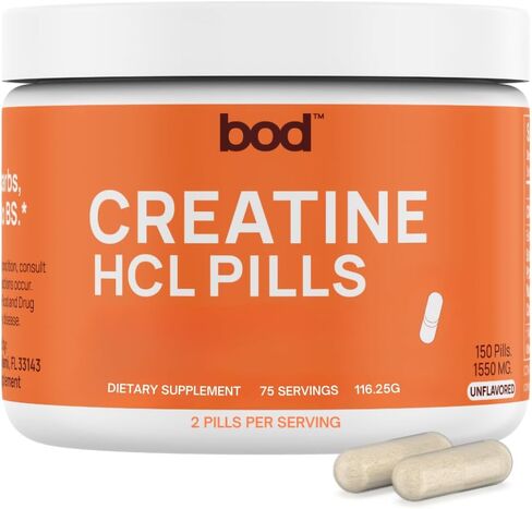 BOD Creatine Capsules Pills for Muscle Support, Endurance, No Bloat, No Load, Unflavored Creatine for Women and Men, Vegan, (Creatine HMB Capsules) in Kuwait