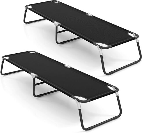 GYMAX Folding Camping Cot, Portable Ultralight Compact Sleeping Cot Bed for Adults with Oxford Fabric, for Outdoor Travel Backpacking Hiking Patio Home Office, 330LBS (Grey) in Kuwait