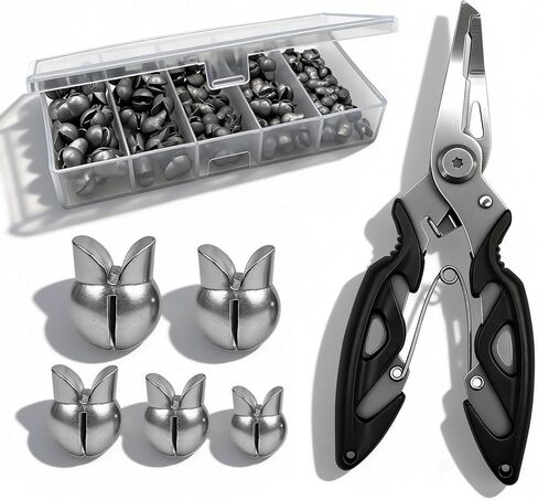 YOTO Fishing Weights Sinkers,120pcs Lead Split Shot Weights kit,Removable Round Fishing Sinkers in Kuwait