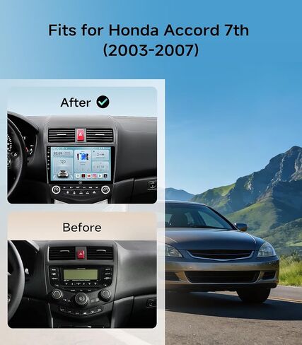 ستيريو سيارة واي فاي 5G لهوندا أكورد 2003 2004 2005 2006 2007، 10.2 بوصة IPS HD شاشة تعمل باللمس راديو السيارة اللاسلكي CarPlay Android Auto، GPS FM/SWC بلوتوث 1080P كاميرا احتياطية (2G+32G) in Kuwait