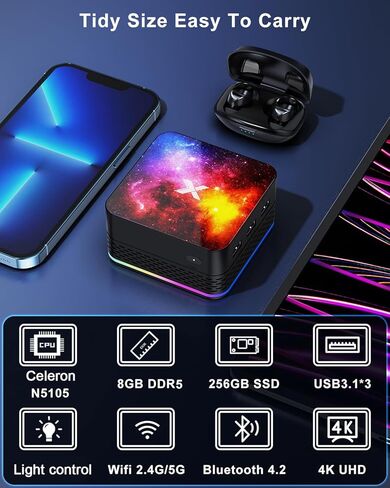 Mini PC 12GB DDR5 RAM 512G M.2 SSD, Mini Computers 12th Alder Lake- N95 (4C/4T, up to 3.4GHz), Mini Desktop PC Support 4K Triple Screen/WiFi 6/Bluetooth 4.2/USB 3.1x3//Gigabitx2 for Business in Kuwait