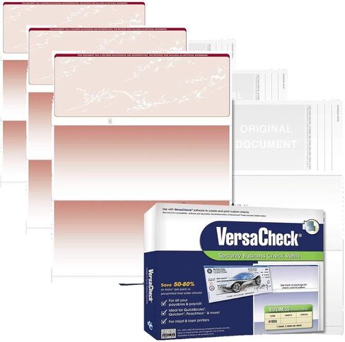 VersaCheck Secure Checks - 1000 Blank Business Voucher Checks - Burgundy Prestige - 1000 Sheets Form #1000 - Check on Top in Kuwait