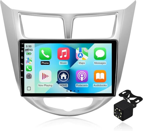 2+32G Android 12 Double Din Car Stereo for Hyundai Solaris 1 Accent 2010-2016 with 9 Inch Touchscreen Radio Built-in Wireless Carplay/Android Auto/GPS/Bluetooth/FM/AUX-in/SWC/Backup Camera in Kuwait