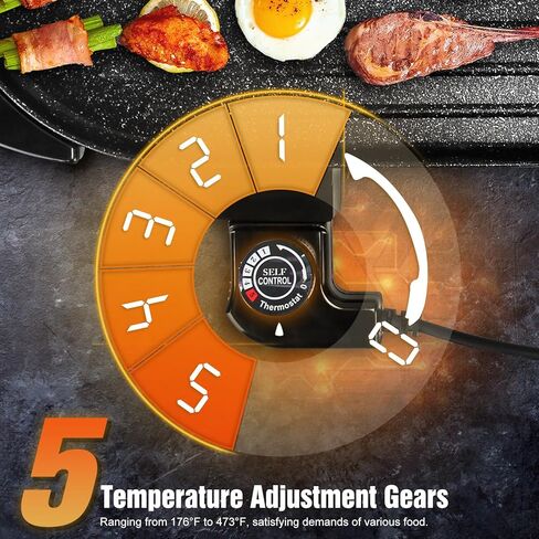 1500W Electric Indoor Grill,2 in 1 Smokeless Indoor Grills,Portable Korean BBQ Raclette Table Grill for Kitchen with Grill Net & Non-Stick Cooking Removable Plate 5 Temperature Control,Dishwasher Safe in Kuwait