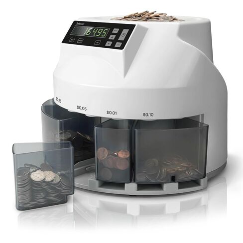 Safescan 1250 USD Coin Counter That Quickly Value Counts and Sorts Mixed USD Coins - Coin Sorter That Sorts Coins per Denomination - Money Counting Machine for Continuous Coin Counting in Kuwait