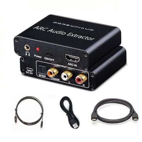 HDMI ARC Audio Extractor Converter,192KHz ARC Audio Extractor DAC Converter, Digital to Analog Audio Converter, Optical HDMI ARC to Optical/SPDIF Coaxial Stereo L/R 3.5mm Jack for TV in Kuwait