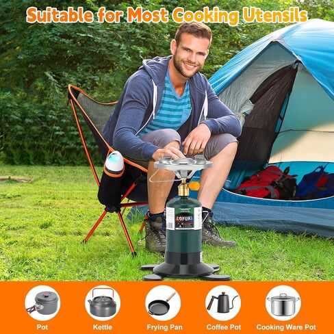 Camping Stove Propane, Portable Backpacking Cooker with Single Burner, Adjustable Flame, Foldable Base, Camp Stove Kit for Outdoor Cooking, Hiking, Emergency Essential (Fuel not Included) in Saudi Arabia