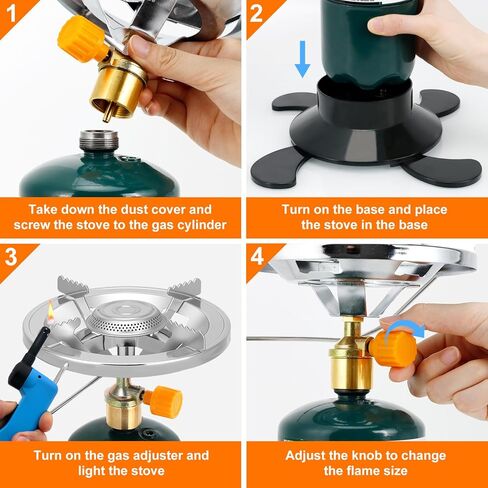 Camping Stove Propane, Portable Backpacking Cooker with Single Burner, Adjustable Flame, Foldable Base, Camp Stove Kit for Outdoor Cooking, Hiking, Emergency Essential (Fuel not Included) in Saudi Arabia