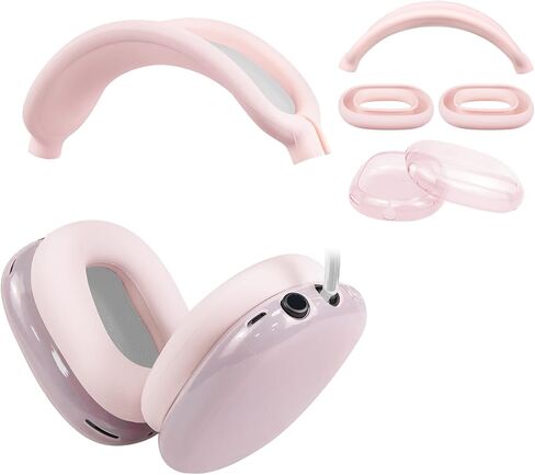مجموعة حماية Soulwit لـ AirPods Max ، غطاء عقال + حامي TPU Case + غطاء أذن سيليكون ، ملحق مقاوم للعروع ، قابلة للغسل بسهولة ، مضاد للخلع (وردي) in Saudi Arabia