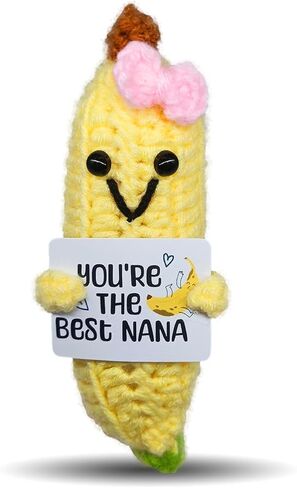Cute Mini Banana Birthday Gift for Nana, Fun Gift from Grandchildren to Grandma, Handmade Crochet Banana Doll for The Best Nana in Kuwait