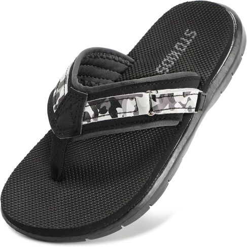 Flip Flops Boys Sandals Summer Beach Non Slip Outdior & Intdoor Little/Big Boys قابل للتعديل المريح حمام ناعم حمام السباحة للسباحة البيت منزل أسود أزرق كبير in Kuwait