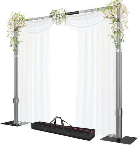 Pipe and Drape Backdrop Stand, 20x10ft Heavy Duty Adjustable Background Frame with Metal Base, Back Drop Holder for Parties Photography Wedding Photoshoot Decoration - Black in Kuwait