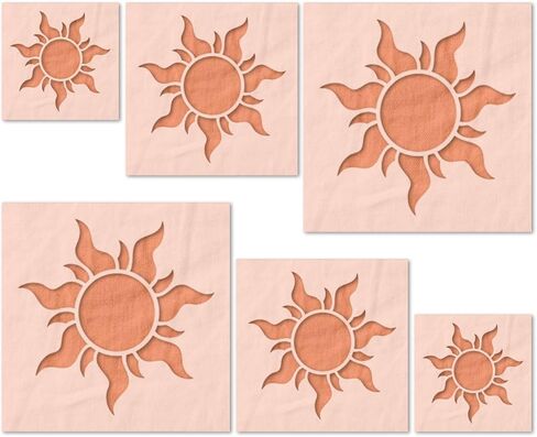 Stencil Stop Tangled Rapunzel Sun Stencil - Reusable for DIY Projects, Painting, Drawing, Crafts - 14 Mil Mylar Plastic - 6 Pack (2", 3", and 4", 2 Each) in Kuwait