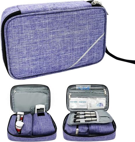 Portable Diabetic Supplies Bag for Glucose Meter, Medication and Other Diabetes Supplies, Diabetes Travel Case with Two Removable Storage Pouches, Purple (Bag Only) in Kuwait