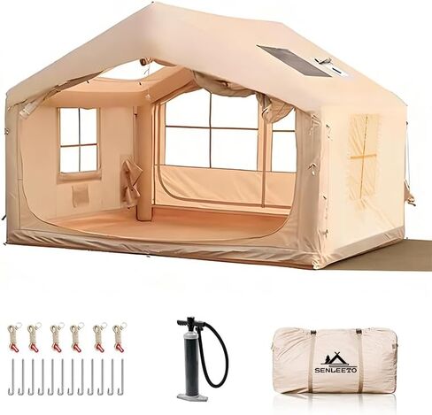 خيمة قابلة للنفخ للتخييم-6-8 شخص إعداد فائق السرعة تفجر الخيمة ، 80.73 مربع FEETS 4 موسم خيمة قابلة للنفخ مع جاك الموقد ، خيمة التخييم القابلة للنفخ المحمولة للهواء في الهواء الطلق ، مقاومة للماء in Kuwait