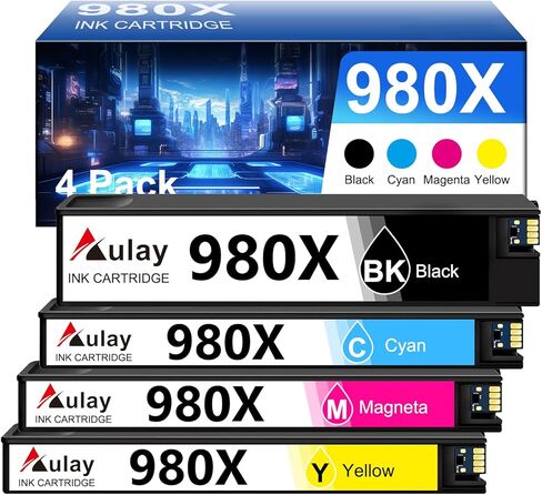 خرطوشة حبر 981X مُعاد تصنيعها باللون الأسود لاستبدال HP 981X 981A لـ HP PageWide Enterprise Color 556، 556dn، 556xh، MFP 586، MFP 586z، MFP 586dn، MFP 586f (4 عبوات) in Kuwait