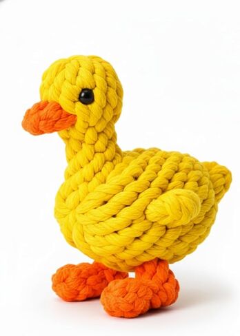 Vaulted Skulls & Co Dog Duck Toy Small 5" | Rope Dog Toys | Duck Pet Toy | Tug of War Rope Dog Toy | Pull & Tug Dog Toy | Duck Dog Treats | Yellow/Orange | 5" in Kuwait