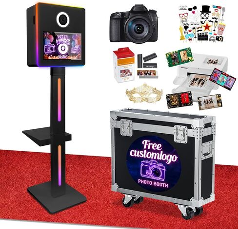 Mirror Photo Booth Machine with Camera and Printer,15.6'' Touch Screen,Mirror Photo Booth Machine with APP Control Ring Light Flight Case for Party Event Rentals (Whinte, Camera+Printer) in Kuwait