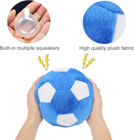 Dog Toys Balls, Pet Chew Toy Stuffed with Fluffy, Funny & Cute Interactive Play Dog Squeak Toy, Durable Indoor Outdoor Dog Puzzle Toys Soft Plush Football for Medium and Large Dogs Breeds, 7in in Kuwait