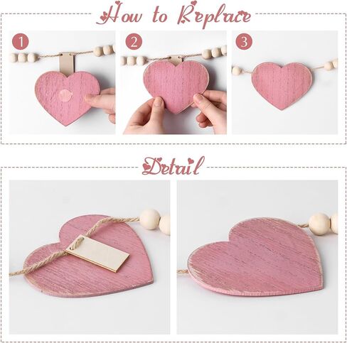 Valentines Day Decorations, 6pcs Felt Valentine Heart Garland, Versatile Hearts St. Patrick's Day Shamrock Easter Bunny Valentines Day Banner for Home, Mantel, Wall, Office, Valentines Day Decor in Kuwait
