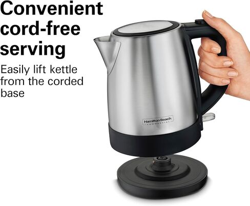 Hamilton Beach Commercial HKE110 Electric Kettle ، 1 Liter Carty ، Serving Free Free ، نافذة على مستوى الماء ، إغلاق تلقائي مع حماية غليان ، تصنيف الضيافة in Kuwait