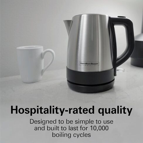 Hamilton Beach Commercial HKE110 Electric Kettle ، 1 Liter Carty ، Serving Free Free ، نافذة على مستوى الماء ، إغلاق تلقائي مع حماية غليان ، تصنيف الضيافة in Kuwait