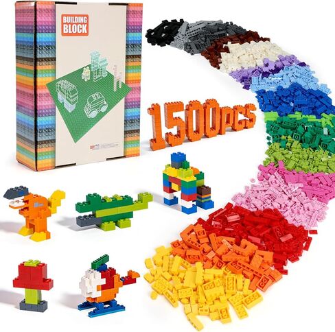 Lekebaby Classic 1500 Pieces Building Bricks Kit Basic Brick Set Classic Colors for Kids Creative Play, Compatible with All Major Brands, Gifts Educational Toy for Boys Girls 6 Years Old and Up in Kuwait