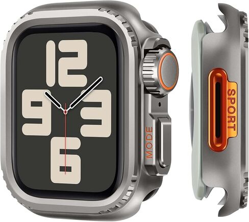 الحالات المعدنية متوافقة مع Apple Watch Series 9/8/7 45 مم ، 2 في 1 غطاء واقية من الفولاذ المقاوم للصدأ ، مصد وعرة مع إطار خلفي لـ IWatch 9/8/7 45 مم ، أسود in Kuwait