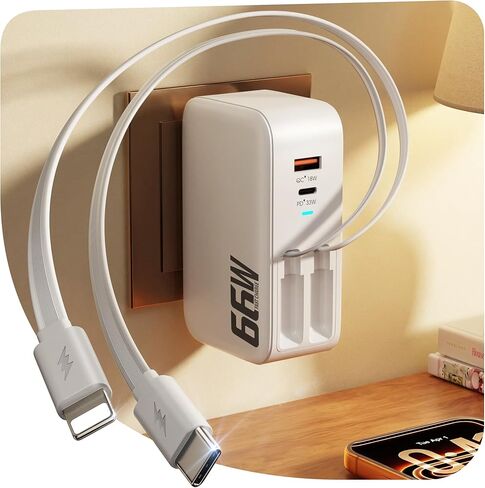 4 in 1 Fast Car Phone Charger, 66W Retractable Car Charger,2 Retractable Cables and USB Car Charger,Compatible with iPhone 16/15/14/13/12/11(Only Cable for iPhone+TypeC) in Kuwait