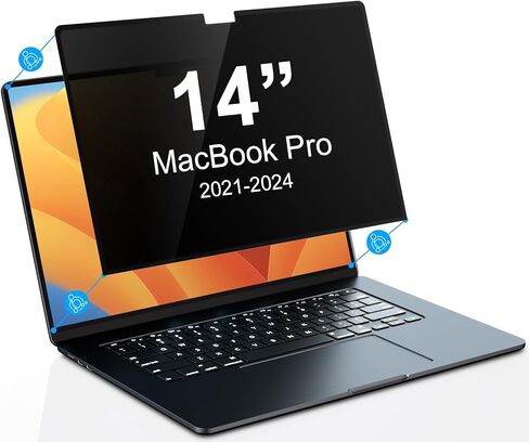 PYS Magnetic Privacy Screen Protector for MacBook Pro 16 Inch (2021-2024,M1,M2,M3,M4,Pro,Max) + Camera Cover Slide 2 Pack – [Matte Anti-Glare] [Reduces Blue Light] in Kuwait