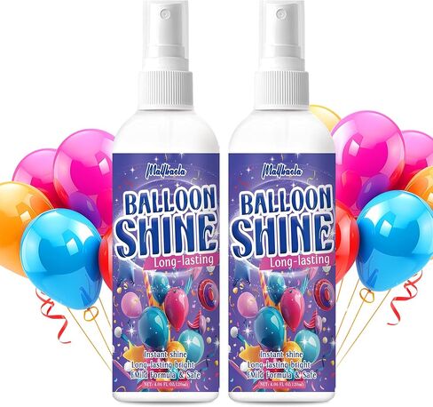 Balloon Shine Spray, 2 Pack Decorative Ball Shine Spray, Long Lasting High Shine Balloon Spray, Scent-Free & No-Wipe Balloon Shine Spray Latex Balloons, Perfect for Balloon Party in Kuwait