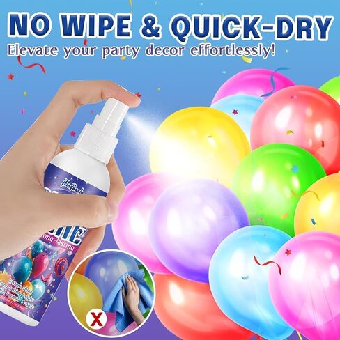 Balloon Shine Spray, 2 Pack Decorative Ball Shine Spray, Long Lasting High Shine Balloon Spray, Scent-Free & No-Wipe Balloon Shine Spray Latex Balloons, Perfect for Balloon Party in Kuwait