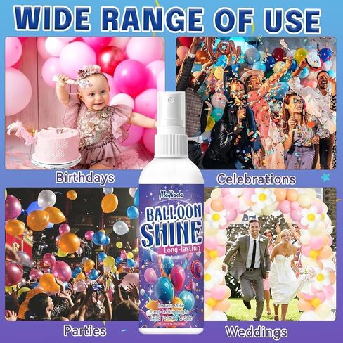 Balloon Shine Spray, 2 Pack Decorative Ball Shine Spray, Long Lasting High Shine Balloon Spray, Scent-Free & No-Wipe Balloon Shine Spray Latex Balloons, Perfect for Balloon Party in Kuwait