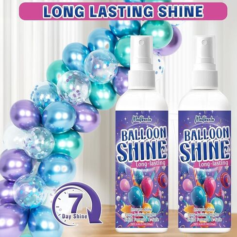 Balloon Shine Spray, 2 Pack Decorative Ball Shine Spray, Long Lasting High Shine Balloon Spray, Scent-Free & No-Wipe Balloon Shine Spray Latex Balloons, Perfect for Balloon Party in Kuwait