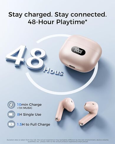 Wireless Earbuds,Bluetooth in Ear Buds with Immersive Surround Sound Stereo,Tap-Control,48 Hours Playtime,Bluetooth 5.4 LED Display Charging Case,IPX7 Waterproof Fit iPhone&Andriod Sports Workout in Kuwait