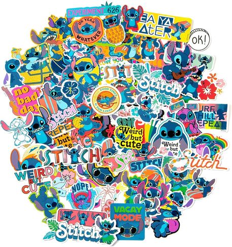 Fashion Angels Disney's Stitch Vinyl Sticker Pack - Includes 100 Large Stitch Stickers - Water Resistant Stickers - Weird But Cute - Accessorize Notebooks, Journals & More - Multi in Kuwait