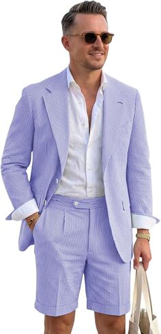 بدلة رجالي 2 قطعة Seersucker مخططة سترة الستائر الستائر بدلات الصيف tuxedo مجموعة العريس searsucker الرجال بدلات الزفاف in Kuwait