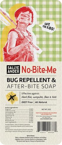 Sallyeander No -Bite -Me Soap - صابون علة وحشرات - 1 بار - آمن للأطفال والرضع - يصد البعوض والذباب الأسود والبراغيث والقراد in Kuwait