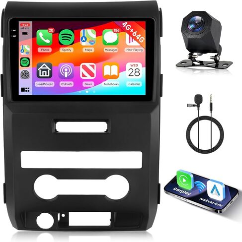 Hodozzy 8 Core 2+64G Android Car Stereo for Ford F150 F-150 2009 2010 2011 2012 Radio with Wireless Carplay Android Auto pantalla, 9 Inch Touch Screen Car Radio GPS Bluetooth WiFi FM RDS Radio SWC in Kuwait