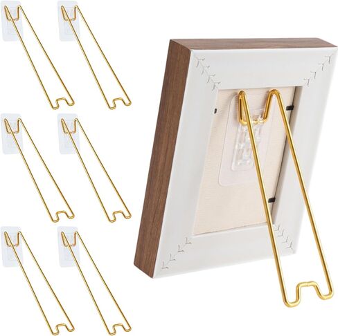 6 Pcs 3 Size Adjustable Picture Frame Stand, Stainless Steel Picture Frame Easel Backs Self-Adhesive, Picture Frame Backing Board for 6-18 Inch in Kuwait