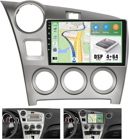 Hikity Android Car Stereo for Toyota Matrix 2009-2014 Radio 2+64GB 9 بوصة تعمل باللمس راديو السيارة اللاسلكي Carplay Android Auto Support GPS Navigation WiFi Bluetooth FM EQ كاميرا احتياطية in Kuwait