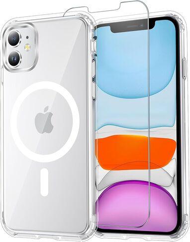 Temdan for iPhone 11 Case Clear, [Compatible with Magsafe][Anti-Yellowing][Military-Grade Protection] Shockproof Slim Phone Case for iPhone 11 6.1 inch, Clear in Kuwait