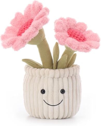 Apricot Lamb Soft Sunflower Plant Plush Toy, Stuffed Pink Flower Pot, Kawaii Plushie for Kids, 9" in Kuwait