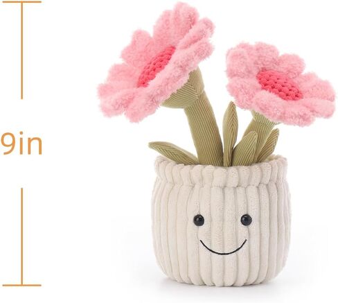 Apricot Lamb Soft Sunflower Plant Plush Toy, Stuffed Pink Flower Pot, Kawaii Plushie for Kids, 9" in Kuwait