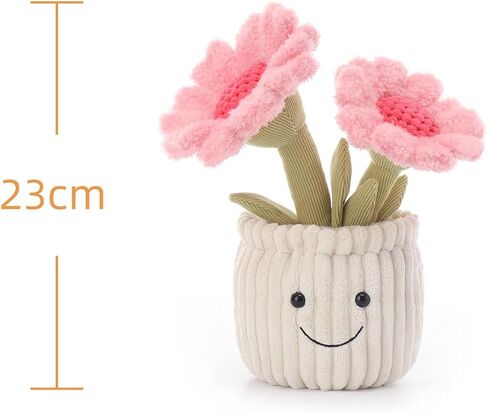 Apricot Lamb Soft Sunflower Plant Plush Toy, Stuffed Pink Flower Pot, Kawaii Plushie for Kids, 9" in Kuwait