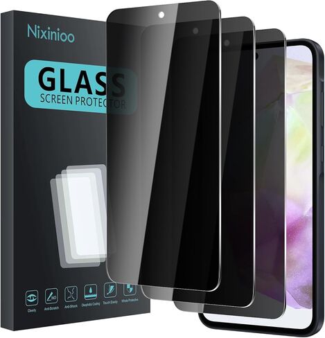3 Pack Privacy Screen Protector for Samsung Galaxy A35 With 3 Pack Camera Lens Protector, Anti Spy Tempered Glass, 9H Hardness, Black Protector Anti Spy, Anti-Scratch, Bubble Free in Kuwait
