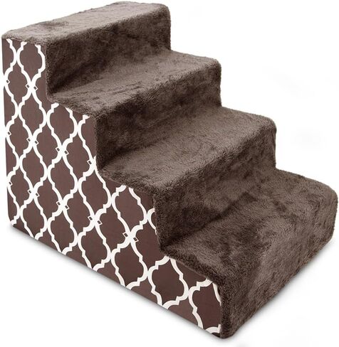 Best Pet Supplies Dog Stairs for Small Dogs & Cats, Foam Pet Steps Portable Ramp for Couch Sofa and High Bed Non-Slip Balanced Indoor Step Support, Paw Safe No Assembly - Dark Brown, 5-Step in Saudi Arabia