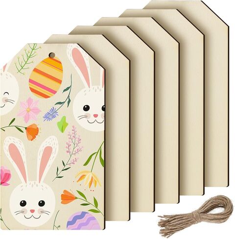 6 قطع من علامات خشبية كبيرة من Blulu لعيد الميلاد علامة خشبية فارغة غير مكتملة للحرف اليدوية ذات فتحات وشرائح هدية خشبية مثقوبة مسبقًا وعلامة تعليق شجرة مع حبل للديكور المنزلي (9.8 × 5.5 بوصة) in Kuwait