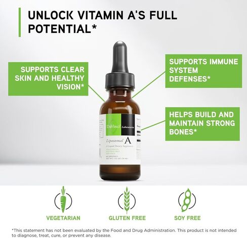 DAVINCI Labs Liposomal A - Liquid Vitamin A Supplement to Support Bone, Skin, Gut, Vision and Immune Health* - Gluten-Free - 30 ml in Saudi Arabia